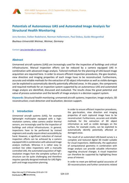 Potentials of Autonomous UAS and Automated Image Analysis for Structural Health Monitoring