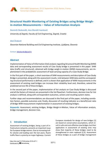  Structural Health Monitoring of Existing Bridges using Bridge Weigh- in-motion Measurements – Value of Information Analysis