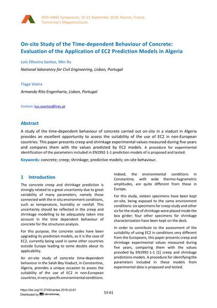  On-site Study of the Time-dependent Behaviour of Concrete: Evaluation of the Application of EC2 Prediction Models in Algeria