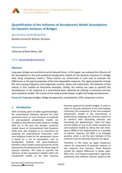  Quantification of the Influence of Aerodynamic Model Assumptions for Dynamic Analyses of Bridges