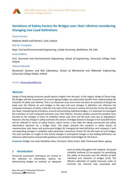  Variations of Safety Factors for Bridges over their Lifetime considering Changing Live Load Definitions