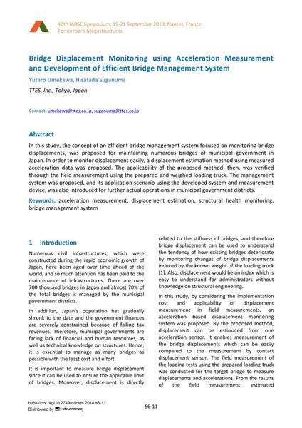  Bridge Displacement Monitoring using Acceleration Measurement and Development of Efficient Bridge Management System