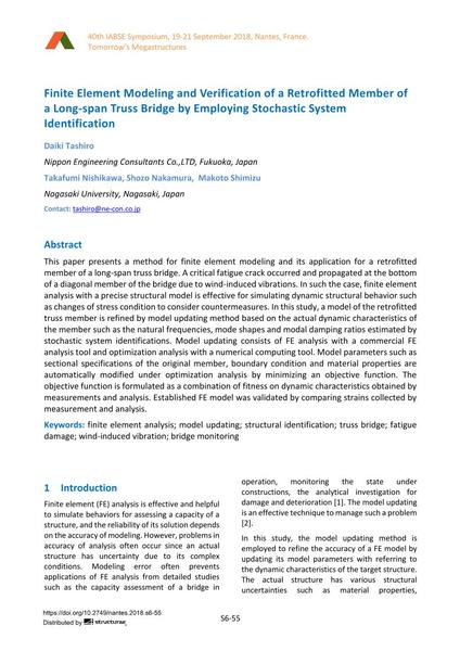  Finite Element Modeling and Verification of a Retrofitted Member of a Long-span Truss Bridge by Employing Stochastic System Identification
