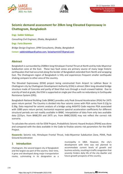  Seismic demand assessment for 20km long Elevated Expressway in Chattogram, Bangladesh