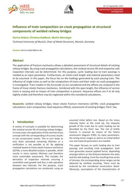  Influence of train composition on crack propagation at structural components of welded railway bridges
