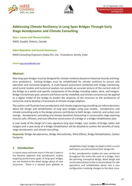  Addressing Climate Resiliency in Long Span Bridges Through Early Stage Aerodynamic and Climate Consulting
