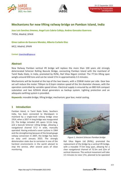  Mechanisms for new lifting railway bridge on Pamban Island, India