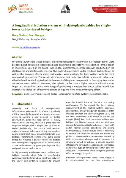 A longitudinal isolation system with elastoplastic cables for single-tower cable-stayed bridges