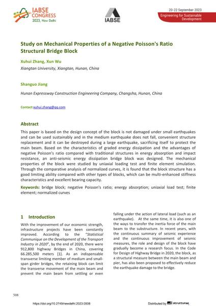  Study on Mechanical Properties of a Negative Poisson's Ratio Structural Bridge Block