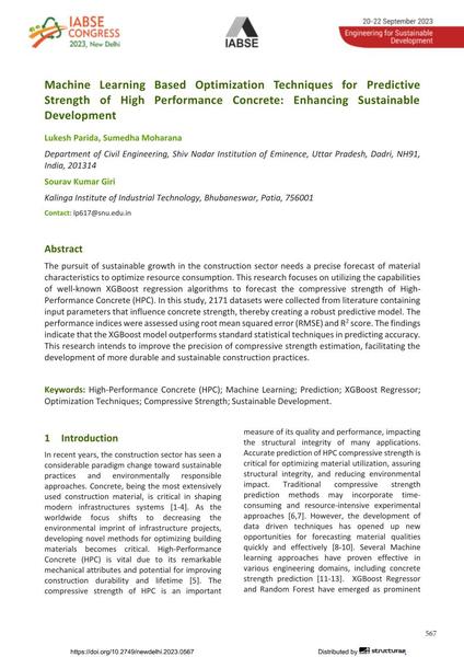  Machine Learning Based Optimization Techniques for Predictive Strength of High Performance Concrete: Enhancing Sustainable Development
