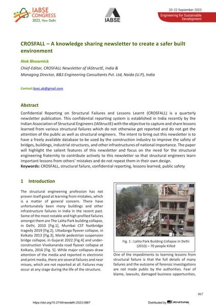  CROSFALL – A knowledge sharing newsletter to create a safer built environment