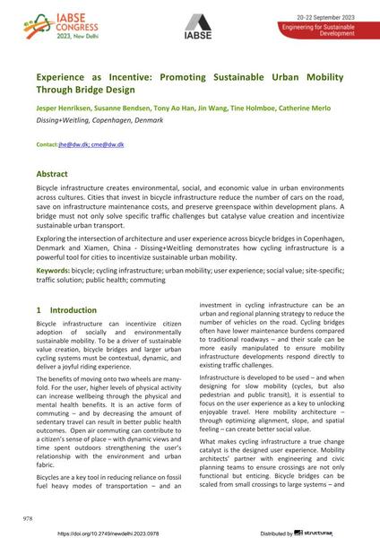  Experience as Incentive: Promoting Sustainable Urban Mobility Through Bridge Design