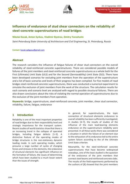  Influence of endurance of stud shear connectors on the reliability of steel-concrete superstructures of road bridges