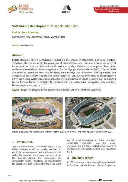  Sustainable development of sports stadiums