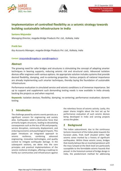  Implementation of controlled flexibility as a seismic strategy towards building sustainable infrastructure in India