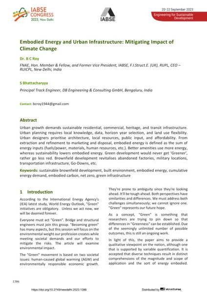  Embodied Energy and Urban Infrastructure: Mitigating Impact of Climate Change