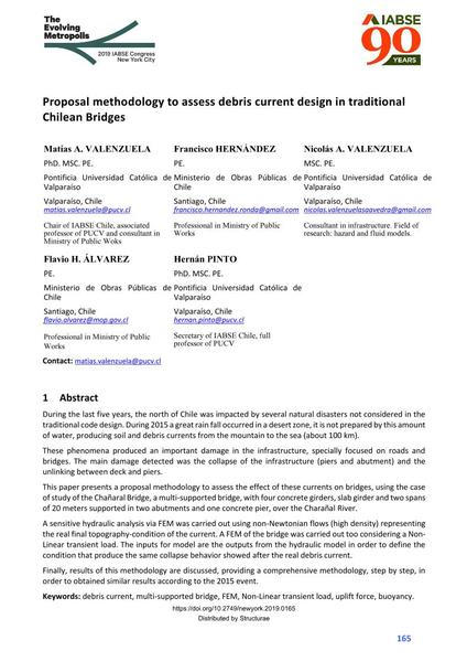  Proposal methodology to assess debris current design in traditional Chilean Bridges