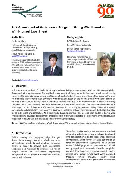  Risk Assessment of Vehicle on a Bridge for Strong Wind based on Wind-tunnel Experiment