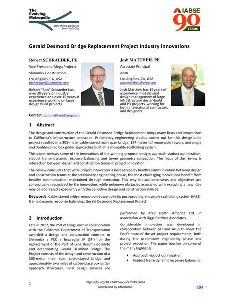  Gerald Desmond Bridge Replacement Project Industry Innovations