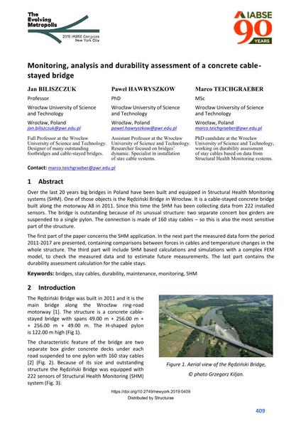 Monitoring, analysis and durability assessment of a concrete cable-stayed bridge