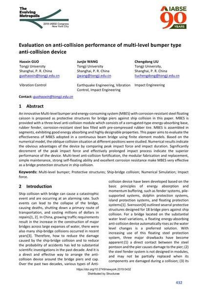  Evaluation on anti-collision performance of multi-level bumper type anti-collision device