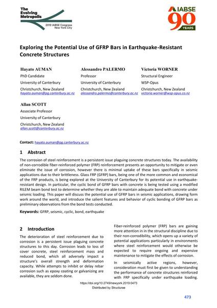  Exploring the Potential Use of GFRP Bars in Earthquake-Resistant Concrete Structures