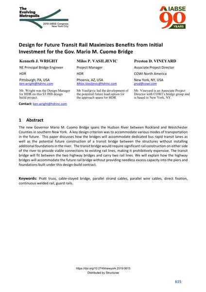  Design for Future Transit Rail Maximizes Benefits from Initial Investment for the Gov. Mario M. Cuomo Bridge
