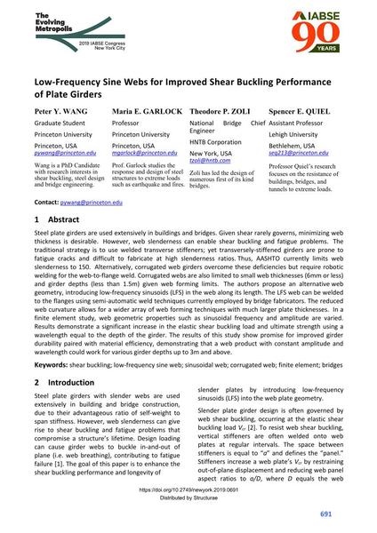  Low-Frequency Sine Webs for Improved Shear Buckling Performance of Plate Girders