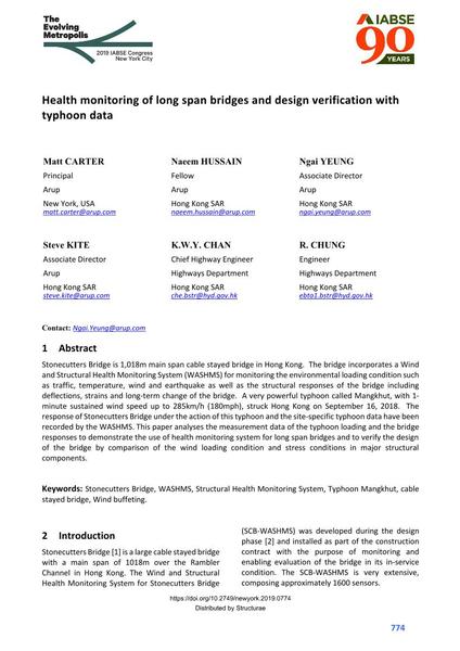  Health monitoring of long span bridges and design verification with typhoon data
