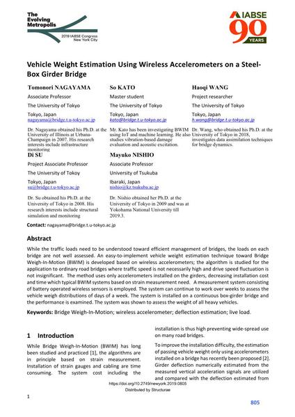  Vehicle Weight Estimation Using Wireless Accelerometers on a Steel-Box Girder Bridge