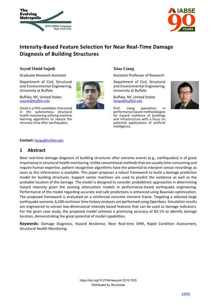  Intensity-Based Feature Selection for Near Real-Time Damage Diagnosis of Building Structures