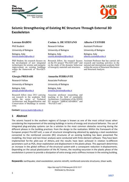  Seismic Strengthening of Existing RC Structure Through External 3D Exoskeleton