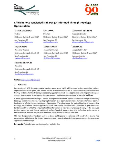  Efficient Post-Tensioned Slab Design Informed Through Topology Optimization