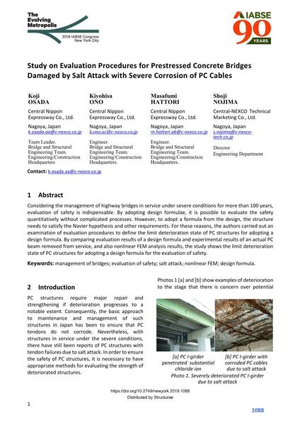  Study on Evaluation Procedures for Prestressed Concrete Bridges Damaged by Salt Attack with Severe Corrosion of PC Cables