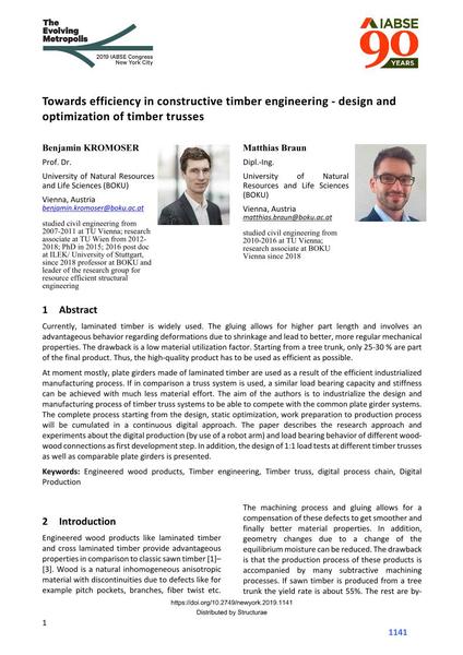  Towards efficiency in constructive timber engineering - design and optimization of timber trusses