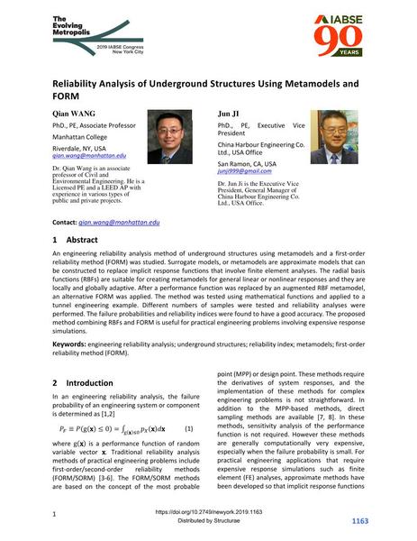  Reliability Analysis of Underground Structures Using Metamodels and FORM