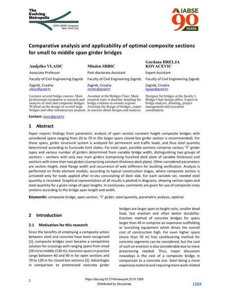  Comparative analysis and applicability of optimal composite sections for small to middle span girder bridges