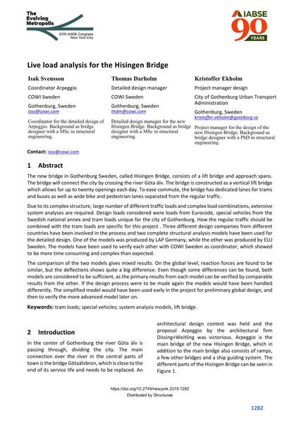  Live load analysis for the Hisingen Bridge