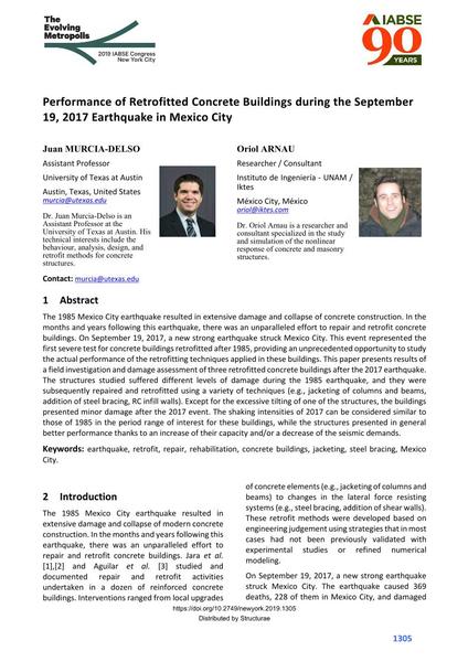  Performance of Retrofitted Concrete Buildings during the September 19, 2017 Earthquake in Mexico City