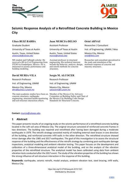  Seismic Response Analysis of a Retrofitted Concrete Building in Mexico City