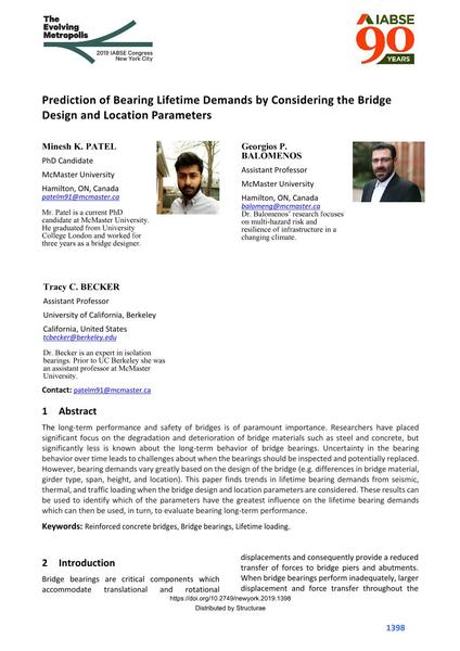  Prediction of Bearing Lifetime Demands by Considering the Bridge Design and Location Parameters