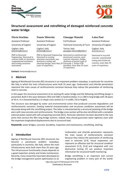  Structural assessment and retrofitting of damaged reinforced concrete water bridge