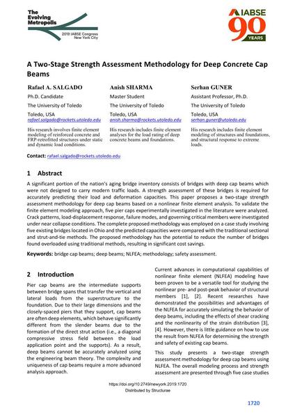 A Two-Stage Strength Assessment Methodology for Deep Concrete Cap Beams