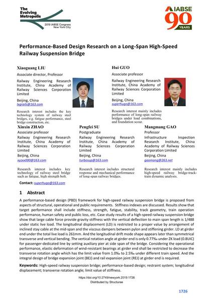  Performance-Based Design Research on a Long-Span High-Speed Railway Suspension Bridge