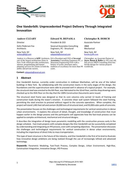  One Vanderbilt: Unprecedented Project Delivery Through Integrated Innovation
