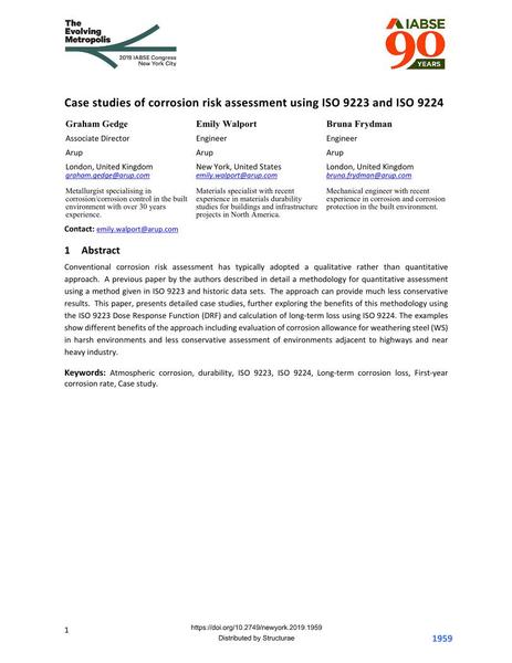  Case studies of corrosion risk assessment using ISO 9223 and ISO 9224