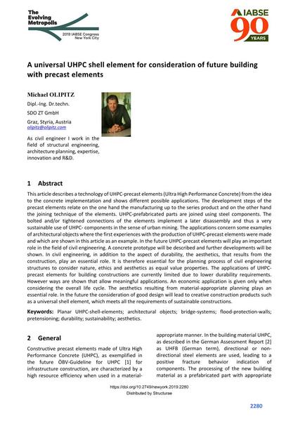 A universal UHPC shell element for consideration of future building with precast elements