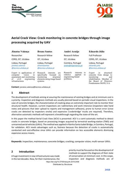  Aerial Crack View: Crack monitoring in concrete bridges through image processing acquired by UAV