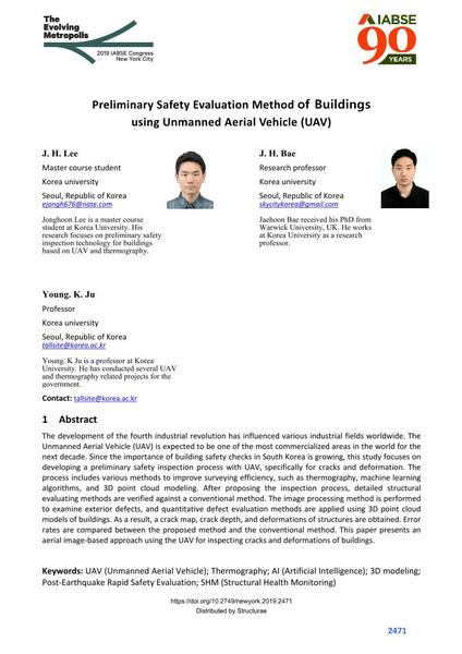  Preliminary Safety Evaluation Method of Buildings using Unmanned Aerial Vehicle (UAV)
