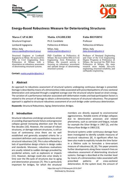  Energy-Based Robustness Measure for Deteriorating Structures
